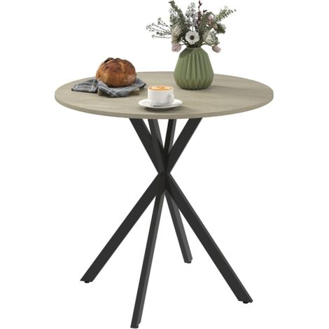 Esstisch, Runder Küchentisch für 2 Personen im Industriestil mit Stahlbeinen, Esszimmertisch für Esszimmer, Küche, Eiche Ø80 x 75 cm 
On-Site