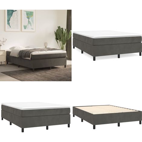 Boxspringbett mit Matratze Dunkelgrau 140x200 cm Samt - Samtbett - Boxspringbett - Doppelbett - Bettenrahmen - Luxusbett - Home & Living (1/5)