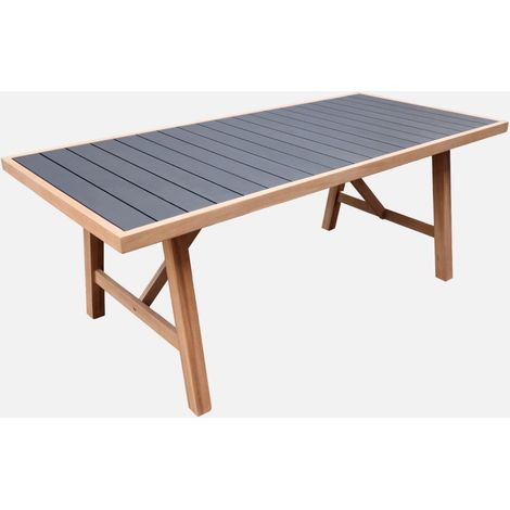 Mesa de jardín de madera de acacia y aluminio, 8 plazas
