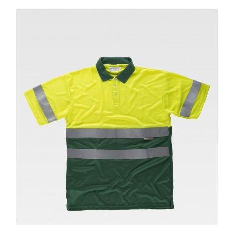 Polo de Alta Visibilidad manga corta WORKTEAM en colores combinados C3860 XXL Amarillo AV+Verde Oscuro
