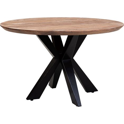 Mesa de comedor redonda de madera de acacia acabado color D110x77 (1/5)