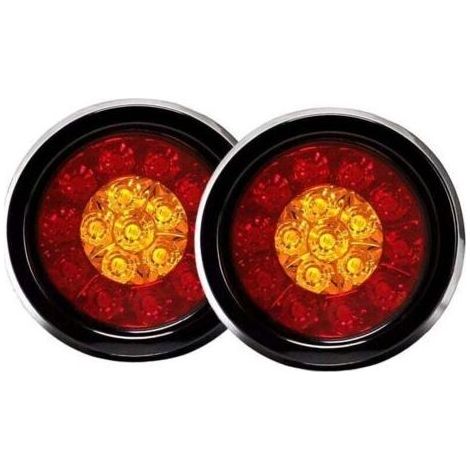 Feu arrière rond à 16 LED avec œillets en caoutchouc noir pour voiture, camion, remorque (1/3)