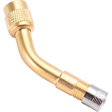 Valve de pneu en laiton à 135° avec tige Schrader et adaptateur d'extension pour voiture, camion et moto (1/5)