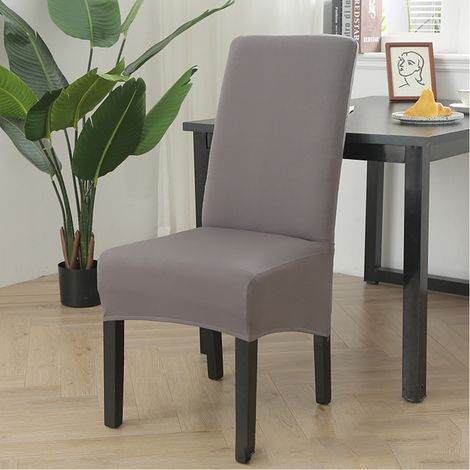 Set mit 6 Esszimmerstuhlhussen, Stretch-Stuhlhussen, universelle große Stuhlhussen, waschbar, leicht zu reinigen, für Esszimmer, Dekoration, Wohnzimmer (grau) (1/4)