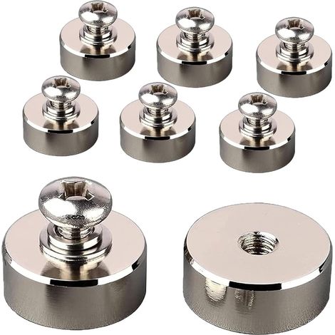 Lot de 8 aimants ronds en néodyme puissants de 40 kg avec filetage intérieur M8, support magnétique amovible puissant pour éclairage, outils, équipement avec boulons (1/5)