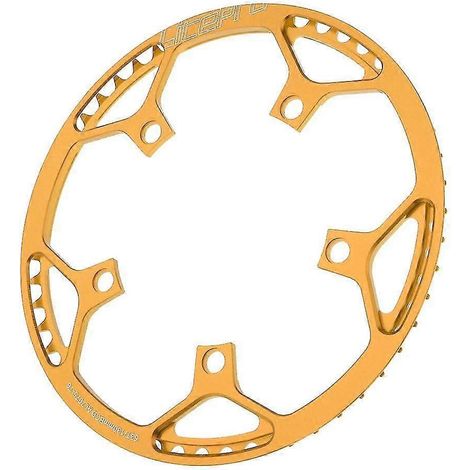 Plateaux 45, 47, 53, 56 et 58 dents, entraxe 130 mm, mono-vitesse, rouge (45 dents) et or (53 dents). (1/5)