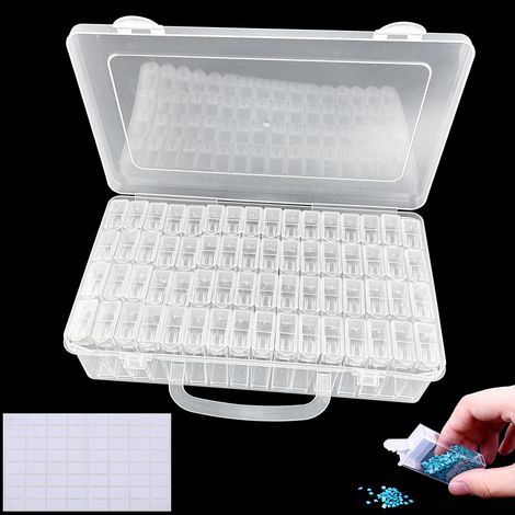1 Boîte de Rangement 64 Compartiments Transparente, Conteneur pour Perles, Bijoux, DIY Art Craft, Accessoires Manucure (1/5)