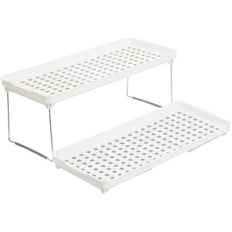 Interiors By Premier Adjustable White And Grey Cabinet Racks, Stylish Racks For Kitchen, Durable Robust Racks For Kitchen