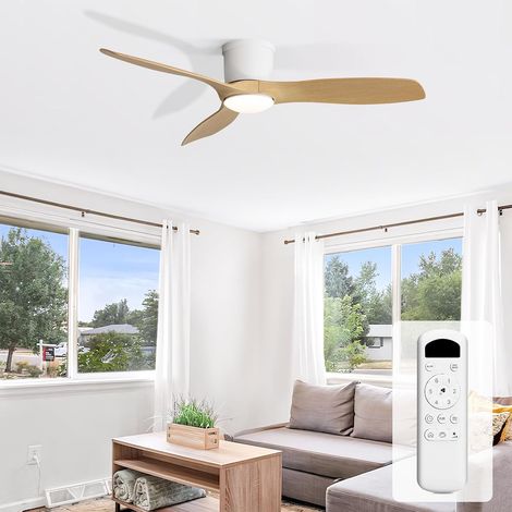 132 cm Ventilateur Plafond avec Lumière et Télécommande, LED Dimmable Lampe, 3 Réglages de Couleur, 6 Vitesses, Minuterie, Silencieux DC Réversibles, pour Chambre, Cuisine (1/5)