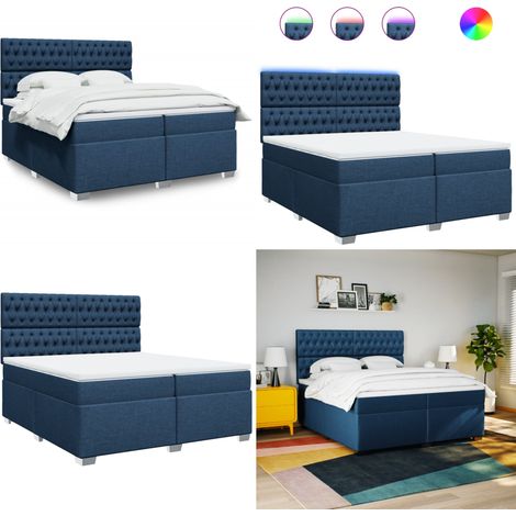 Boxspringbett mit Matratze Blau 200x200 cm Stoff - Boxspringbett - Doppelbett - Bettenrahmen - Liegekomfort - Schlafen - Home & Living
