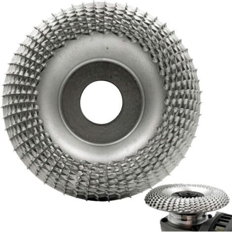 Wood Carving Disc Grinder Shaping Disc 7/8 Inch Drilled Wood Tungsten Carbide Grinding Wheel Carving Wheel For Sanding Carving Shaping (100mm, Curved, Silver)