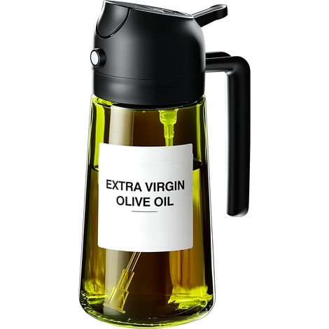Pulverizador de aceite de oliva para cocinar – Dispensador de vidrio opaco de 470 ml (16 oz) – Ideal para freidoras de aire, repostería, ensaladas y barbacoas. (1/5)