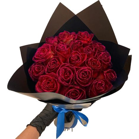 Bouquet de 10 roses scintillantes, fleurs artificielles avec tiges, roses éternelles brillantes, composition DIY, cadeau d'amour, fausses roses dorées (1/5)