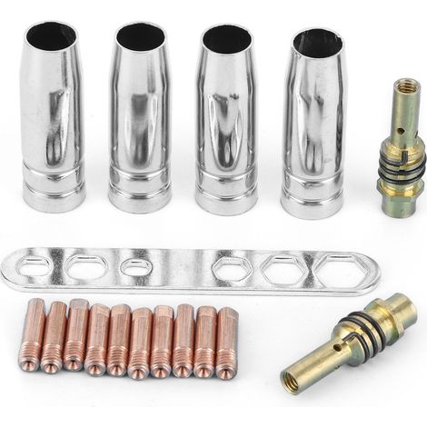 Kit de buses de torche de soudage 17 pièces/ensemble, pointes de Contact 0.8mm, support MIG MAG adapté pour Binzel 15AK (1/5)
