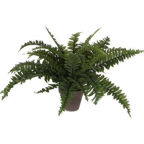 Plante Artificielle Fougère de Boston Verte avec Pot en Terre Cuite H42 x Ø50 cm - PANGIVO (1/5)