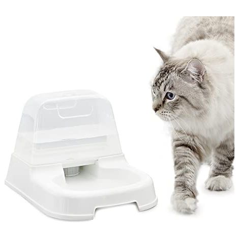 Iris Ohyama, Dispenser, Fontana d'acqua in plastica con sistema antigoccia e impugnatura ergonomica, L30,5 x P23,7 x H19 cm, Piedini antiscivolo, Per gatti, J-200, Bianco (1/4)