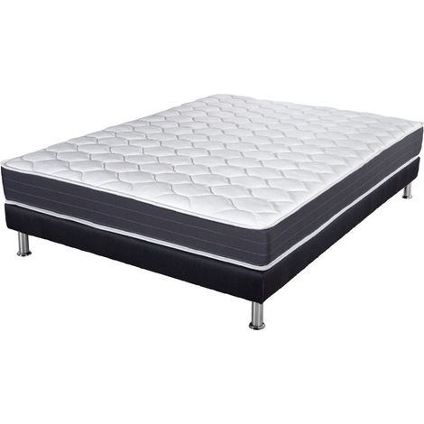 Matelas ressort + Sommier SR9 Deco 140x190 Record - H. 20 cm - Soutien ferme (1/5)