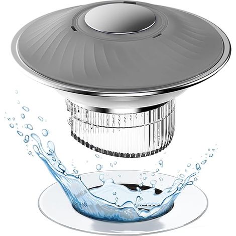 Tappo per lavello, filtro per lavello retrattile con cestello filtrante in acciaio inossidabile, tappo per lavello per lavelli da 28-45 mm, design magnetico, antiodore e anti-perdite, grigio