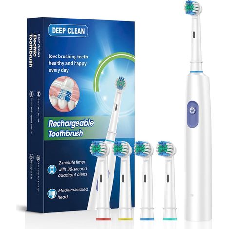 Brosse à dents électrique – 5 modes de nettoyage, 4 têtes de brosse interchangeables, chargement USB, cadeau idéal pour la maison et les voyages-AquaForge