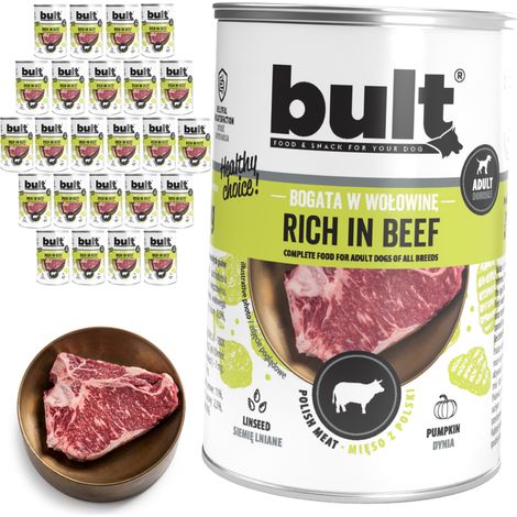 Alimento húmedo para perros BULT sabor ternera, lata de 24 x 400 g (1/2)