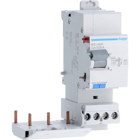 Bloc différentiel 3P+N 40A 30mA type AC HAGER BDC440F (1/4)