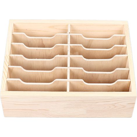 Étui de rangement pour téléphone portable à 12 compartiments, support de table en bois pour la maison ou la salle de classe. (1/5)