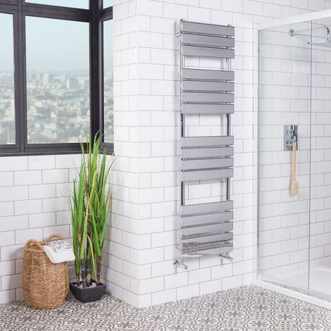 WarmeHaus Chrome Flat Panel Heated Towel Rail 1600x450mm