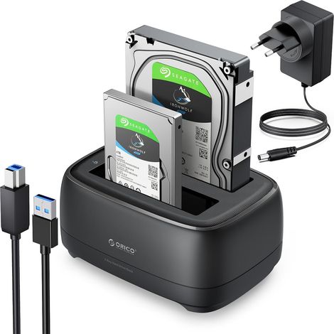 Docking Station pour 2 Disques Dur SATA SSD HDD de 2,5 et 3,5 Pouces, USB 3.0 Station d'accueil Disque Dur, Supporte UASP et Les disques de 20To(DD28U3) (1/5)