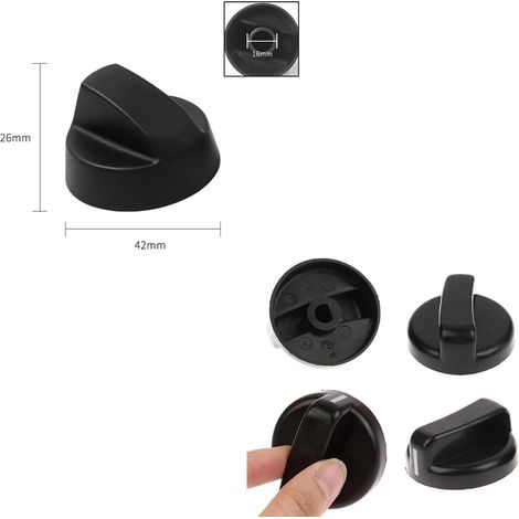 Cooktop Knob, Universal Control Knobs, Universal Adjustment Knobs, Stove Knob, Gas Hob Knob, for Kitchen Stove Gas Hob Oven, Black (1/4)