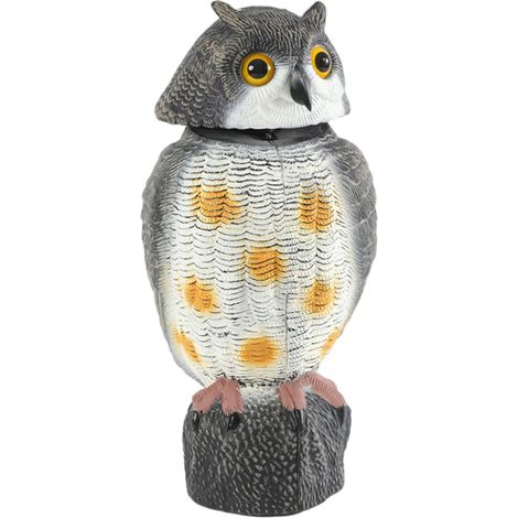Leurre de hibou avec tête rotative, leurres de hibou réalistes pour effrayer les oiseaux, dissuasion des oiseaux en plastique,6, 7x7, 1x15 (1/5)