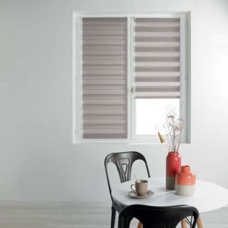 Paris Prix – Store enrouleur jour nuit 45x180cm taupe – Effet jour nuit – Polyester – Facile à poser – Vendu à l'unité (1/3)