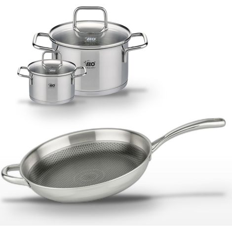 Lot Poêle 32 cm & 2 Faitouts 20/12 cm Elo Relief Evolution (1/5)