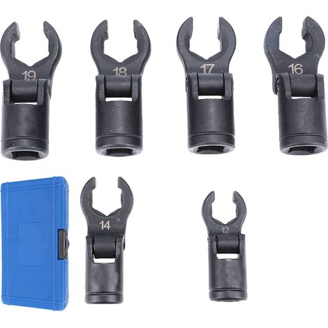 Jeu de Clés À Ouverture Flexible, 6x Adaptateur D'Entraînement Flexible À 180 ° 12mm 14mm 16mm 17mm 18mm 19mm Clé À Douille Remplaçable, pour Voiture de Réparation de Tubes (1/5)