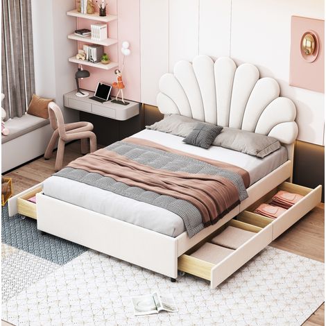 MEUBLIV Bettgestell 140x200 cm Beige – mit Stauraum und Kopfteil, ohne Matratze (1/5)