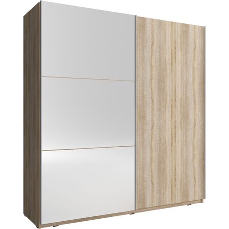 MIKA II Kleiderschrank 200 cm 2 schiebetüren spiegel sonoma eiche