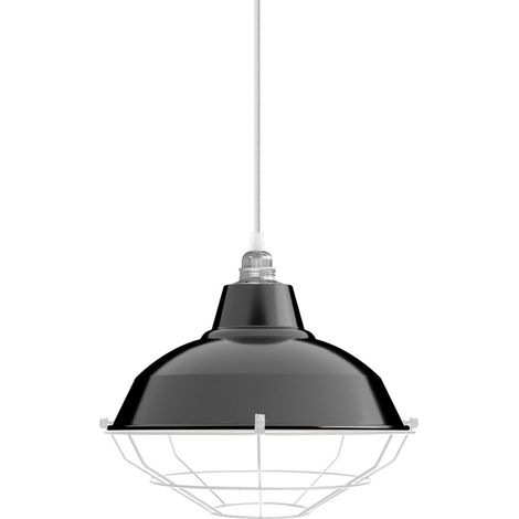 Paralume Bistrot con gabbia in metallo  Nero - Bianco