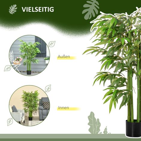 Pots de bambou artificiel en plastique, 780 feuilles, aspect réaliste, entretien minimal, 140 cm, vert (1/4)