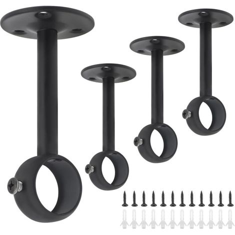 Bardusch-Supports pour tringles à rideaux, 4 pièces Acier inoxydable Robuste Support de tringle à rideau pour plafond pour tringles à rideaux de 25 mm (4, 25MM) (1/5)