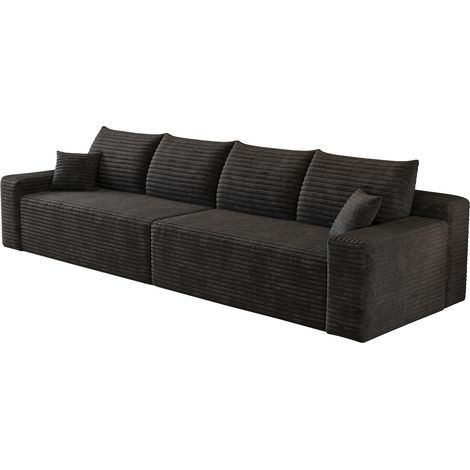 Divano modulare in corduroy nero 302 cm senza montaggio (1/5)