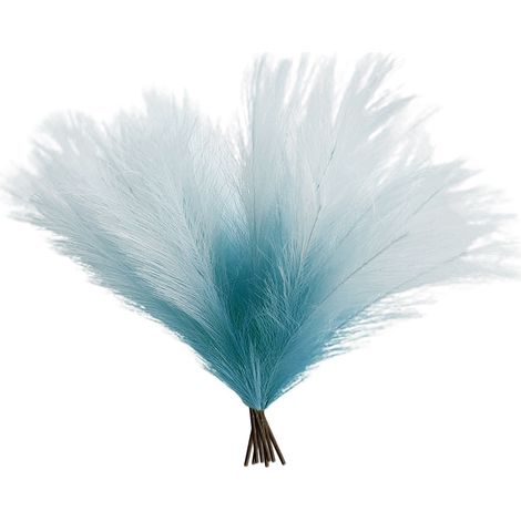 8 Pièces Herbe de Pampa Artificielle Bleu Dégradé, Remplissage de Vase Moderne pour Décoration Maison Bureau Fêtes (1/5)