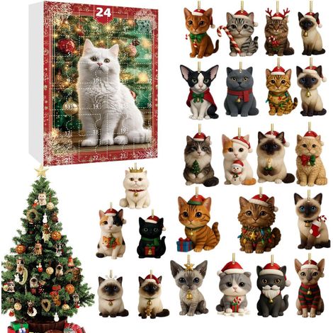 Calendrier de l'Avent pour amoureux des chats - Décoration de Noël - 24 (1/5)
