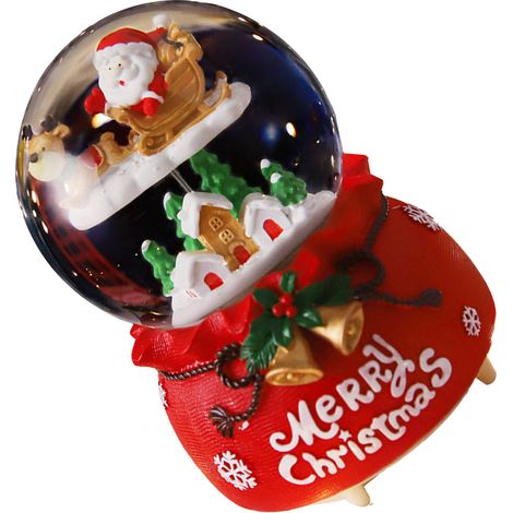 Boîte à musique de Noël, décoration musicale de Noël en résine, artisanat pour enfants et étudiants, 2136, traîneau grand format avec lumières et neige.