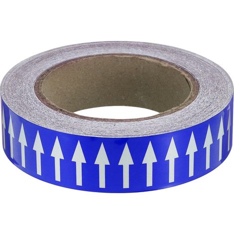Richtungspfeilband, selbstklebende Kennzeichnungsaufkleber zur Rohrmarkierung, Weiß auf Blau (30 m x 20 m) (1/4)