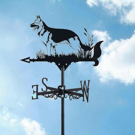 Elegante Wolfsfigur aus Metall, Gartenwetterfahne, Erdspieß, Windrichtungsanzeiger, Außendekoration, Ornament, Messwerkzeug, Zubehör, Art.-Nr.: 2246 (1/5)