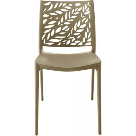 Sedia in polipropilene Luma con schienale con dettaglio con foglie taupe set 4 pezzi