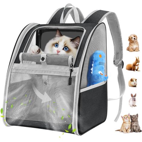 Sac à dos de transport pour animaux de compagnie, sac de voyage respirant et pliable pour chiens et chats, cage de transport confortable avec cadre en acier, idéal pour randonnée et trajets en voiture (1/5)