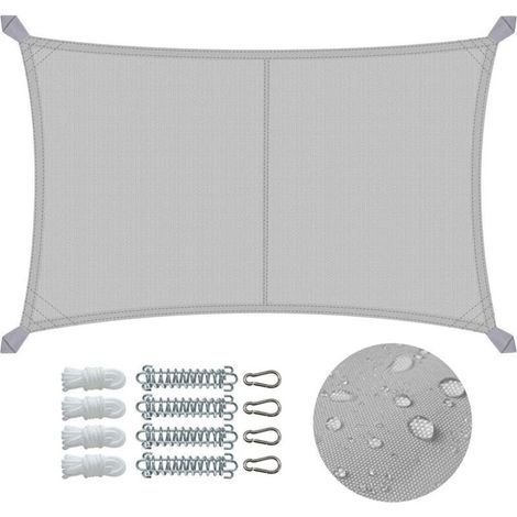 Wasserdichtes, rechteckiges Sonnensegel 3 x 5 m – 160 g/m² Polyestergewebe – 95 % UV-Schutz – Inkl. Montageset – Aufbewahrungstasche