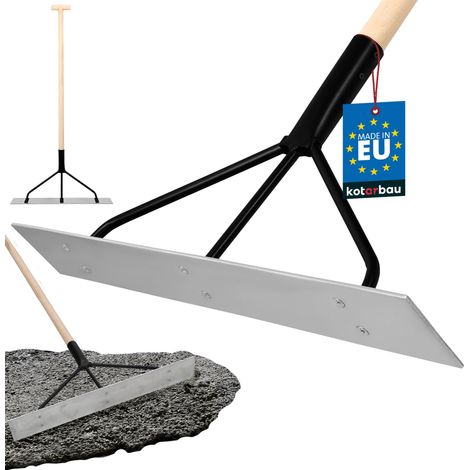 KOTARBAU® Régle à Béton - Acier - 62,5x9 cm - Régle Maçon - Argent Noir - Outil Maçon - Lame Lisse - avec Manche en Bois 96 cm - pour Tirer le Béton (1/5)