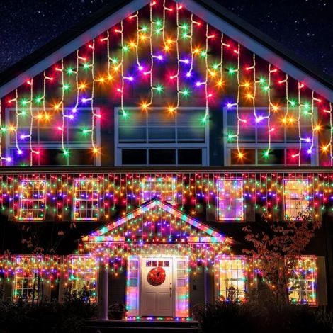 10M 400 LEDs Connectable Outdoor/Indoor Curtain Lights with 8 Lighting Modes, Waterproof String Lights for Parties, Christmas, Weddings, and Home Decor, Multi-Colored Mood Lighting (1/4)