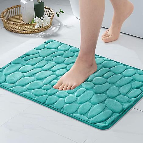 40 x 60 cm, Aquagrün, Badematte mit feuchtigkeitsabsorbierender Wirkung für Wohnzimmer, Bad und Zuhause, komfortabel, schön, modern, Kieselstein-Design (1/5)